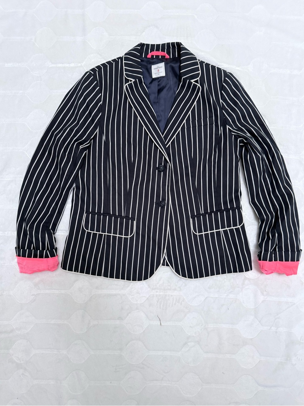 Gap The Academy Blazer Size 8 Navy White Bold Regatta Stripe Cotton Preppy Jacke